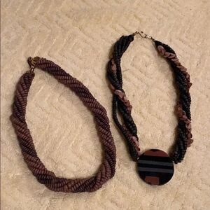 2 Vintage‎ Wooden Chunky Necklaces